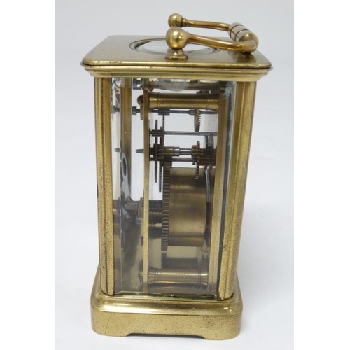 322 - 5 Glass Carriage Clock : a brass cased 5 bevelled glass French carriage clock ( timepiece )  , havin... 