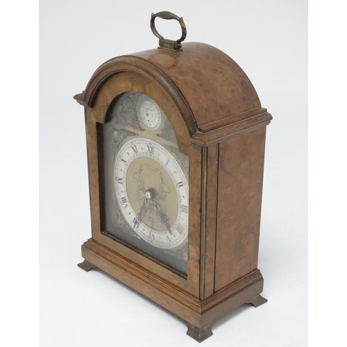 323 - Elliot , London Burr Walnut small bracket clock : marked 'Hester Clarke Aylesbury ' an Elliot moveme... 