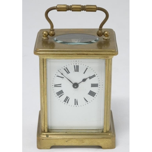 324 - 5 Glass Carriage Clock : a brass cased 5 bevelled glass  carriage clock ( timepiece )  , having key ... 