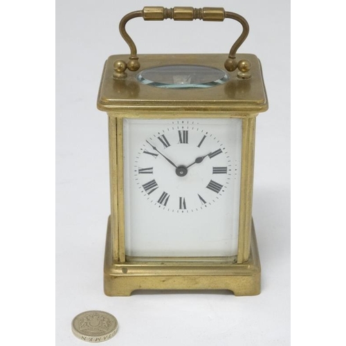 324 - 5 Glass Carriage Clock : a brass cased 5 bevelled glass  carriage clock ( timepiece )  , having key ... 