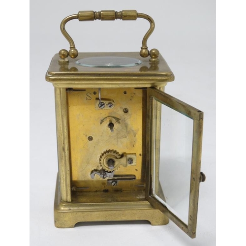 324 - 5 Glass Carriage Clock : a brass cased 5 bevelled glass  carriage clock ( timepiece )  , having key ... 