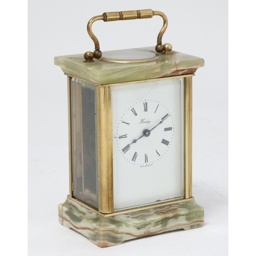 326 - 5 Glass 'Henley' Carriage Clock : a brass and ormolou cased 5 bevelled glass English carriage clock ... 