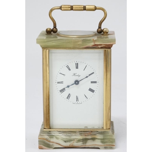 326 - 5 Glass 'Henley' Carriage Clock : a brass and ormolou cased 5 bevelled glass English carriage clock ... 