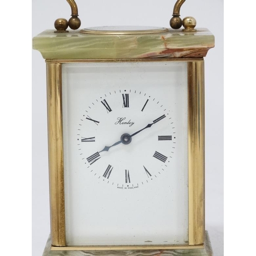 326 - 5 Glass 'Henley' Carriage Clock : a brass and ormolou cased 5 bevelled glass English carriage clock ... 