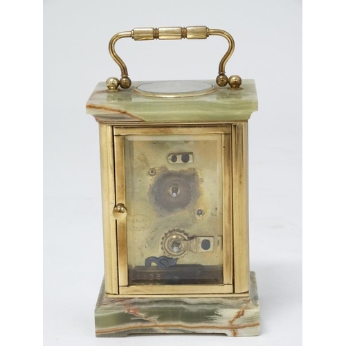 326 - 5 Glass 'Henley' Carriage Clock : a brass and ormolou cased 5 bevelled glass English carriage clock ... 