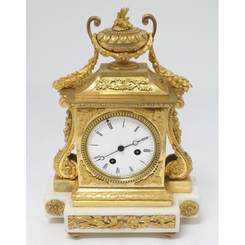 328 - Jean-Baptiste Delettrez Regency Gilt ormolou and Marble clock : the breakfront  ornate 8 day clock  ... 