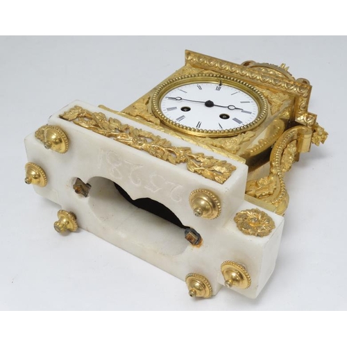 328 - Jean-Baptiste Delettrez Regency Gilt ormolou and Marble clock : the breakfront  ornate 8 day clock  ... 