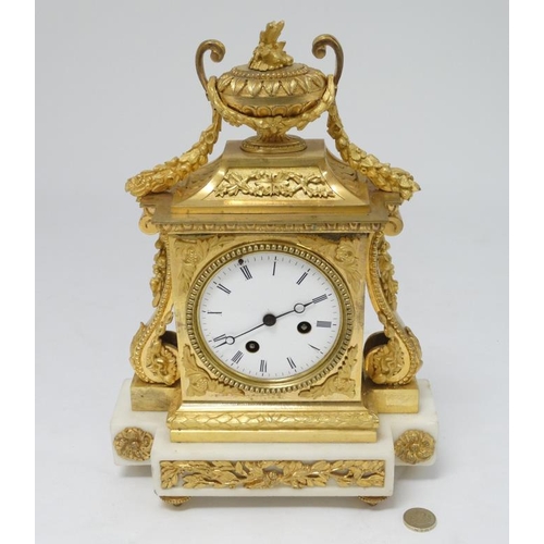 328 - Jean-Baptiste Delettrez Regency Gilt ormolou and Marble clock : the breakfront  ornate 8 day clock  ... 