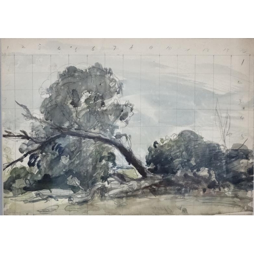 33 - Sir Walter W Russell (1867-1949) CVO., RA.,RWS. Landscape with trees, Watercolour and a pencil study... 