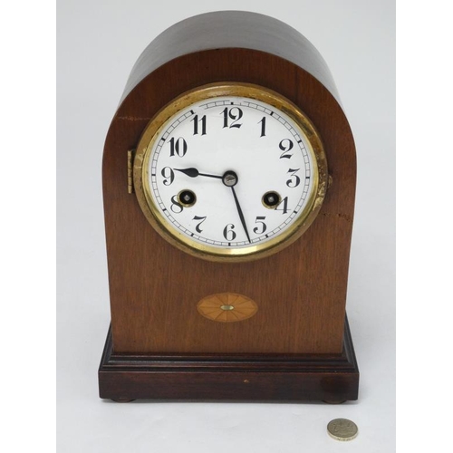 330 - Junghans Arch cased mantle clock : an 8 day plated  pendulum clock , striking on a coiled gong, with... 