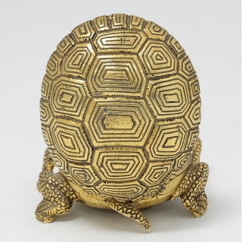 331 - Lance Tortoise alarm clock : an unusual novelty bedside alarm clock with gilded finish, ringing on a... 