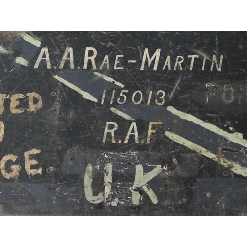 336 - Militaria : 115013 A A Rae - Martin , RAFVR Technical Branch : A military kit Trunk , of steel const... 