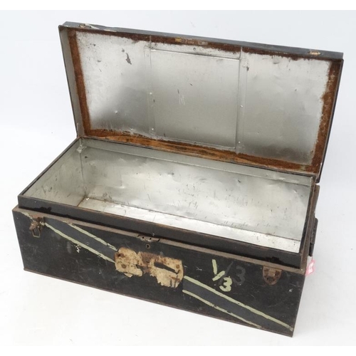 336 - Militaria : 115013 A A Rae - Martin , RAFVR Technical Branch : A military kit Trunk , of steel const... 