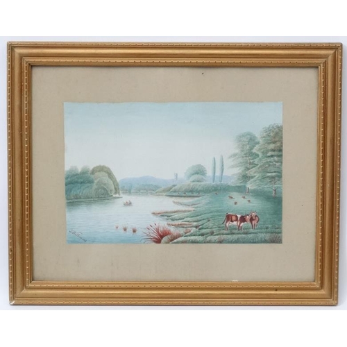 34 - J. Williams XIX-XX, Watercolour 'On the Dart near Totnes ', Signed lower left and ascribed verso. 8 ... 