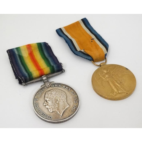 347 - 44673 Pte A Butler , Manchester Regiment : two WWI campaign medals , comprising a British War Medal ... 