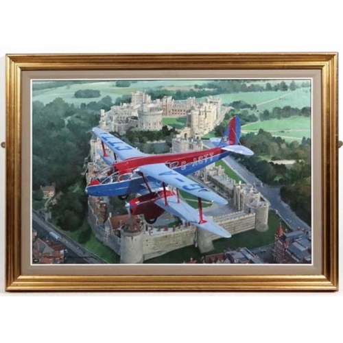 366 - Roger H Middlebrook GAvA XX, Acrylic on board, 'Regal Elegance DH Rapide / Royal Flight', showing ae... 