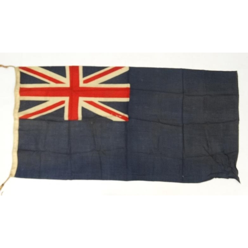 368 - Militaria : A large mid-20thC British Royal Navy Blue Ensign flag , probably from a WWII vessel , ap... 