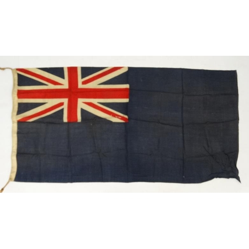 368 - Militaria : A large mid-20thC British Royal Navy Blue Ensign flag , probably from a WWII vessel , ap... 