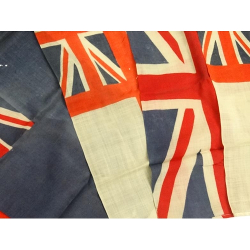 371 - Militaria : A string of eight mid-20thC Royal Navy Standards and Union Flags , probably from a WWII ... 