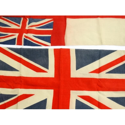 371 - Militaria : A string of eight mid-20thC Royal Navy Standards and Union Flags , probably from a WWII ... 