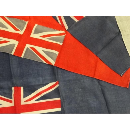 371 - Militaria : A string of eight mid-20thC Royal Navy Standards and Union Flags , probably from a WWII ... 