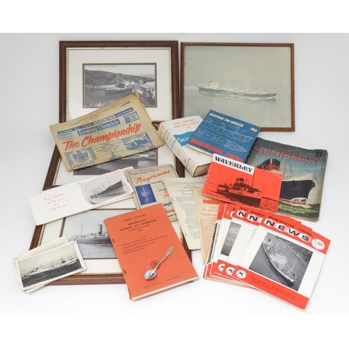 374 - Militaria / Maritime  : A collection of items to include framed monochrome photographs of merchant v... 