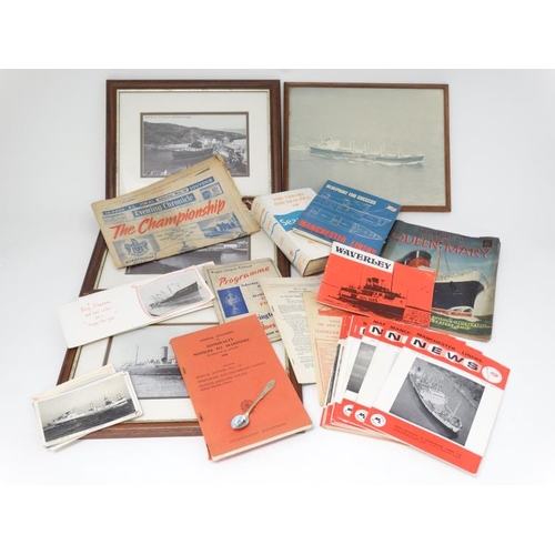 374 - Militaria / Maritime  : A collection of items to include framed monochrome photographs of merchant v... 