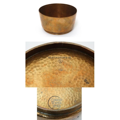 376 - Cruise Liner memorabilia / Maritime : A mid-20thC plannished copper Fingerbowl , the underside stamp... 