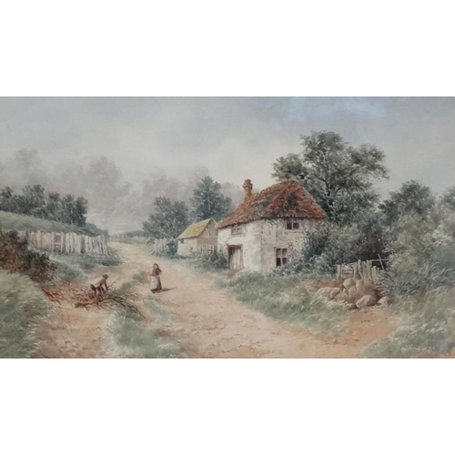 39 - W B Britton 1884, Watercolour, Tending fallen wood in the country, Signed and dated lower right, 14 ... 