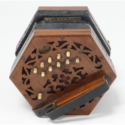 394 - Musical Instruments : A late 19th - early 20thC cased Squeezebox Concertina Accordion by Lachenal & ... 