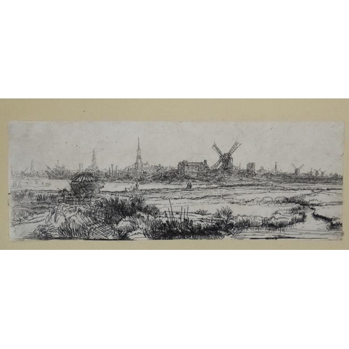 49 - After  Rembrandt Van Rijn  (1606-1669), Etching laid on paper, ' View of Amsterdam from the North- W... 