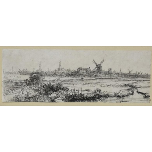 49 - After  Rembrandt Van Rijn  (1606-1669), Etching laid on paper, ' View of Amsterdam from the North- W... 