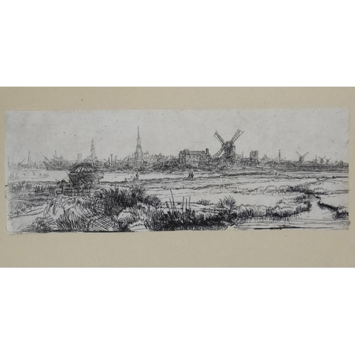 49 - After  Rembrandt Van Rijn  (1606-1669), Etching laid on paper, ' View of Amsterdam from the North- W... 