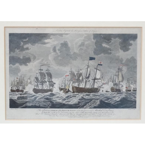 53 - Goldar after Swain 1786, Hand coloured marine engraving, ' The Glorious DEFEAT of the FRENCH FLEET .... 