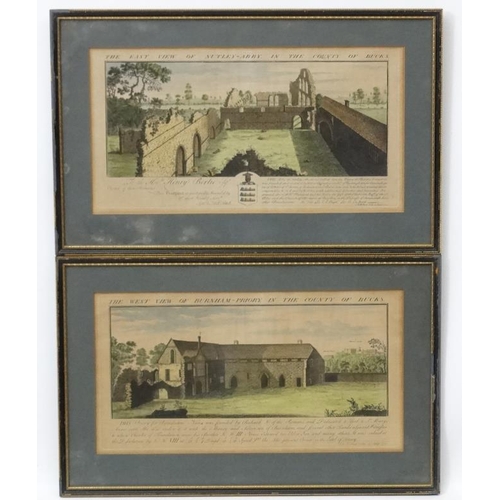 56 - Samuel & Nathaniel Buck XVII-XVIII, Hand coloured engraving , a pair, ' The East View of Nutley- Abb... 