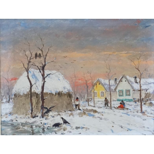 9 - Jozsef Csillag (1894-1977) Hungarian, Oil on canvas, Winter, Signed lower left, exhibition label low... 