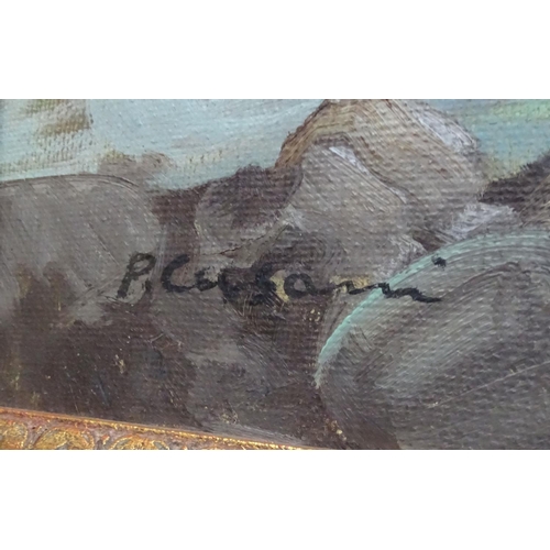 112 - P Cusain? (XX) French  Oil on canvas South of France coastline with villa Signed lower left, bears p... 