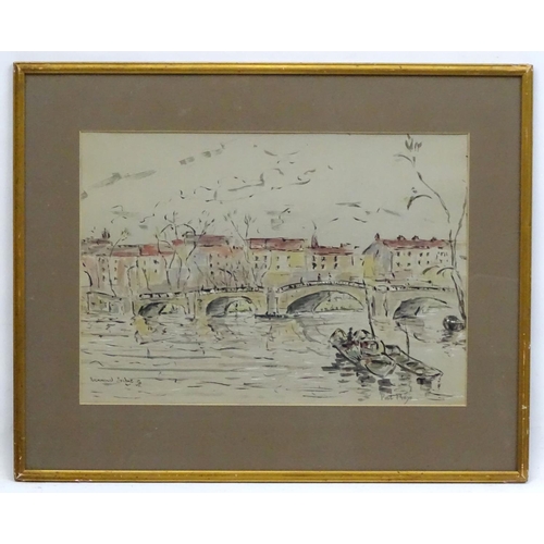 115 - Manner of Paul Lucien Maze, Watercolour,  'Richmond Bridge', Signed lower right and titled lower lef... 