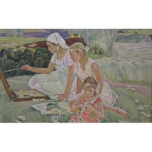 128 - Safarhalin Askhat Hazizolinovych ((1922-1975), United Soviet States of Russia, Girls painting in cou... 