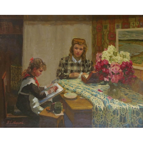 13 - Morozov Nikolai Sidorovich (1924-2012),Russian School. Oil on canvas, ''The young talent'' dated 195... 