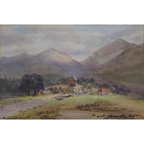 153 - Scottish/ English School, circa 1900, Watercolour and gouache , Mountainous Landscape with Crofter's... 