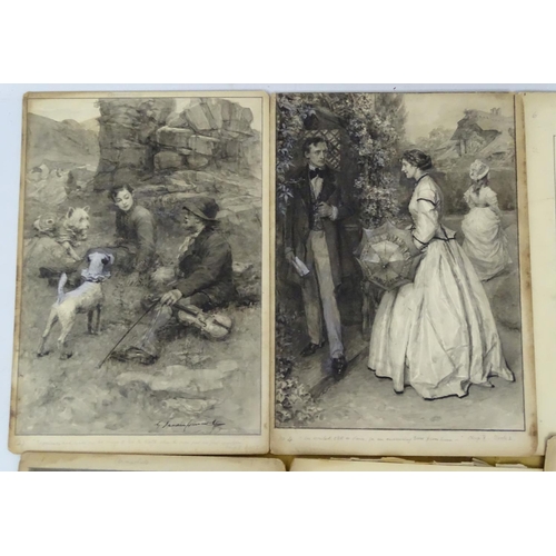 162 - Gertrude E Demain- Hammond (1862-1953), 8 grisaille book plate illustrations, Illustrations for Arma... 