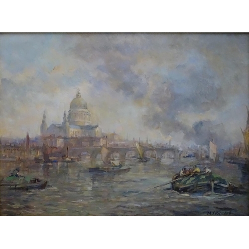 178 - M.J. Rendell XX, Oil on board, On the Thames near St Pauls, Signed , 15 1/4'' X 11 1/2''.