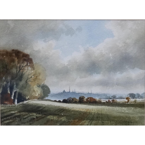 179 - Colin Truffrey 1993 British, Watercolour, ' Oxford Spires from nr. Woodeaton ', Signed lower right a... 