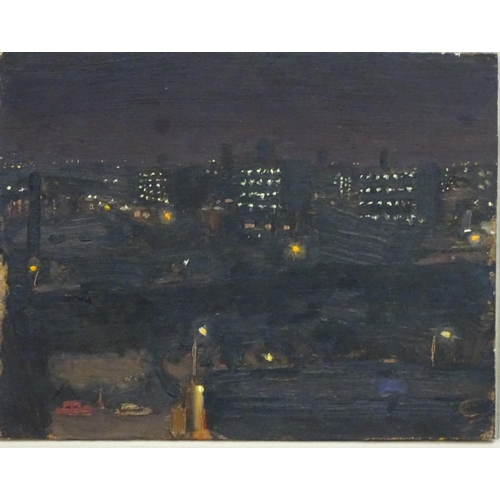 191 - Danny Markey (b. 1965 ), Oil on board, ' Park at Night 1990 ', Signed and dated on the reverse , bea... 