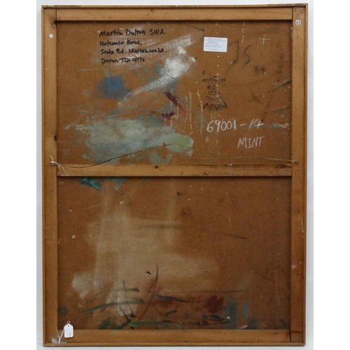 193 - Martin Dutton c.1970 SWA, Oil on Board , Abstract, Troika vase, Inscribed and bears label stating ' ... 