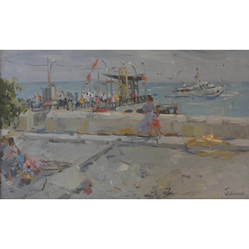 62 - Boris Mikhailovich Lavrenko  (1920-2001), Russian School. Oil on canvas, ''In Yalta port'', Port sce... 