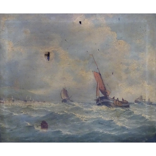 71 - After Alfred Montague XIX Marine School, Oil on canvas, Large seascape , with ships near the coast. ... 