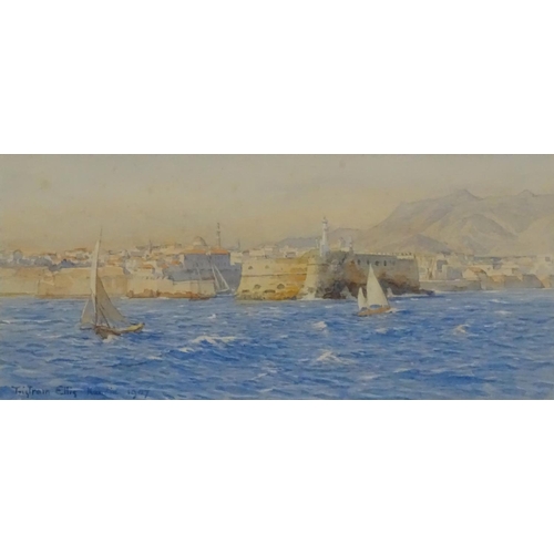 85 - Tristan James Ellis (1844-1922), Watercolour, View of '' Kandia '' Ciraklion (Crete, Greece), Signed... 