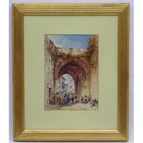 87 - Gabriel Carelli XIX, Watercolour, ''Continental Spanish View'', Signed lower right, 7 x 4 3/4''.